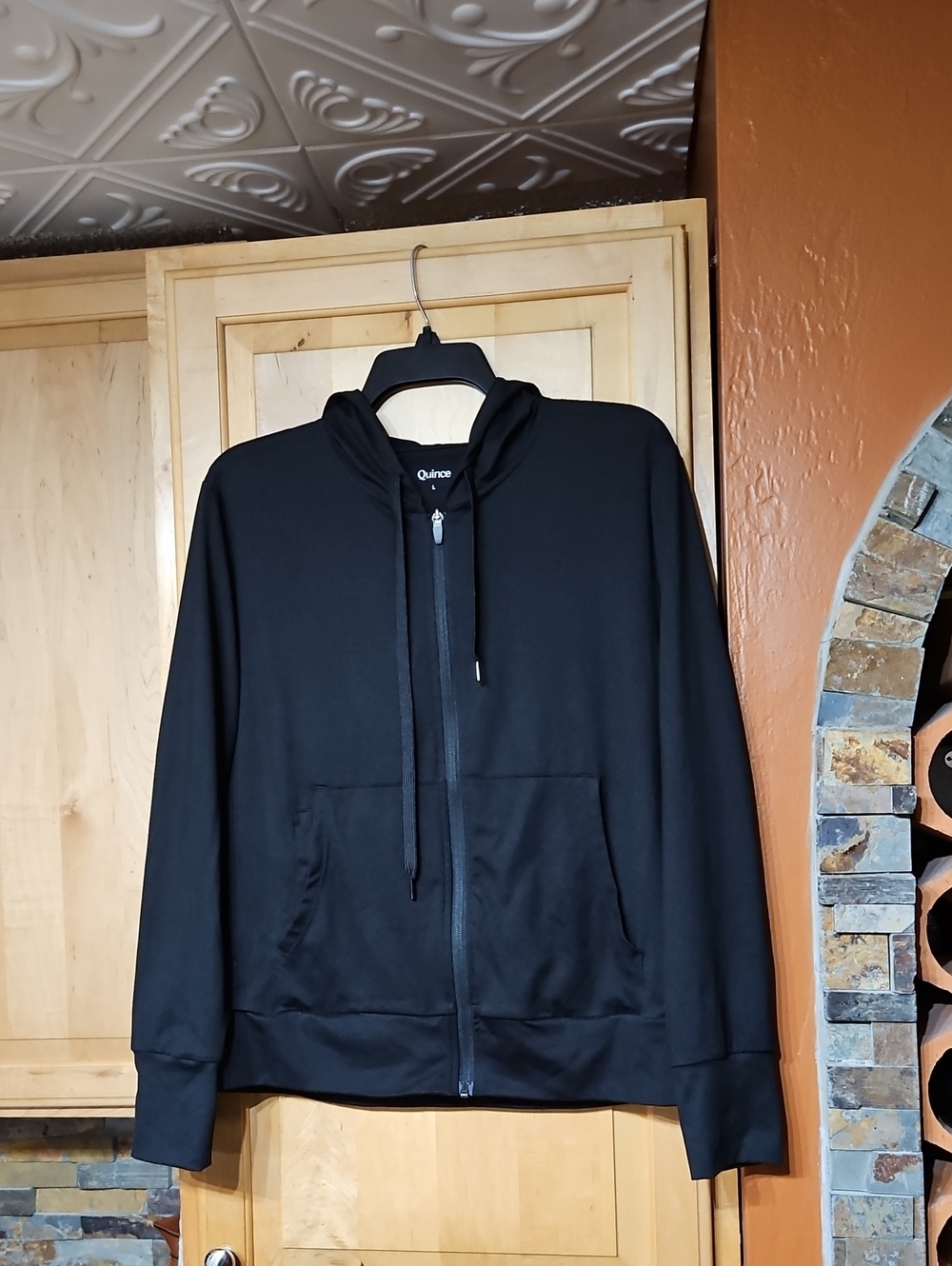 Quince Flowknit Full Zip Hoodie Sweatshirt Jacket Black Long Sleeve